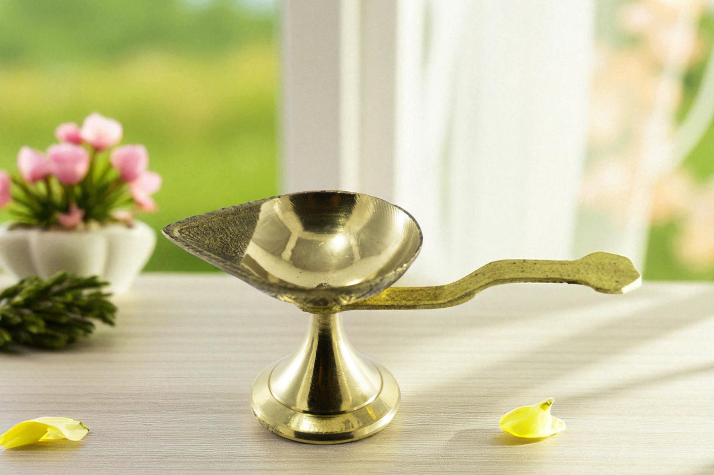 Premium Brass Diya for Pooja | Traditional Oil Lamp with Handle