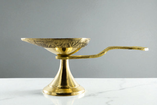 Premium Brass Diya for Pooja | Traditional Oil Lamp with Handle
