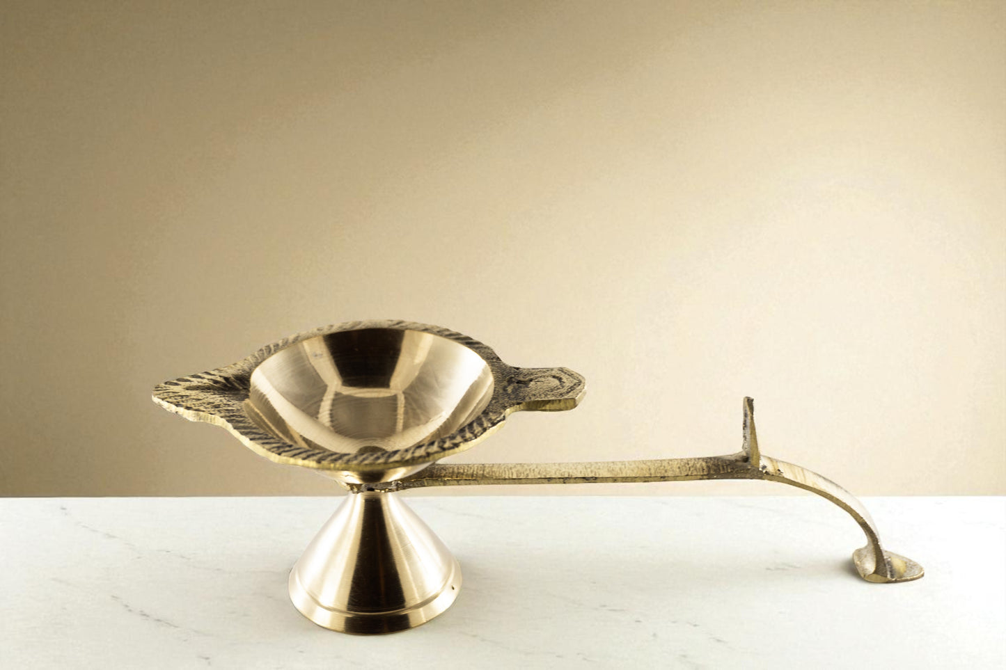 Premium Handcrafted Brass Diya with Long Handle – Traditional Antique Oil Lamp for Pooja & Home Décor