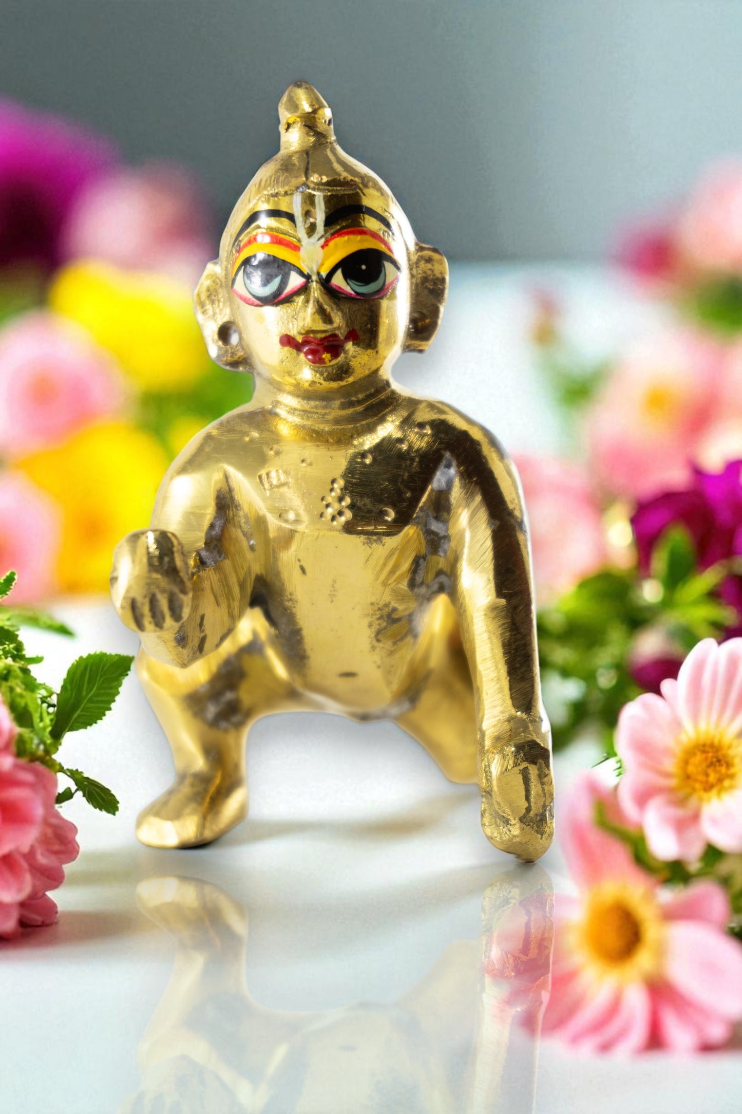 Pure Brass Laddu Gopal Idol / Baal Gopal Murti Decorative Showpiece