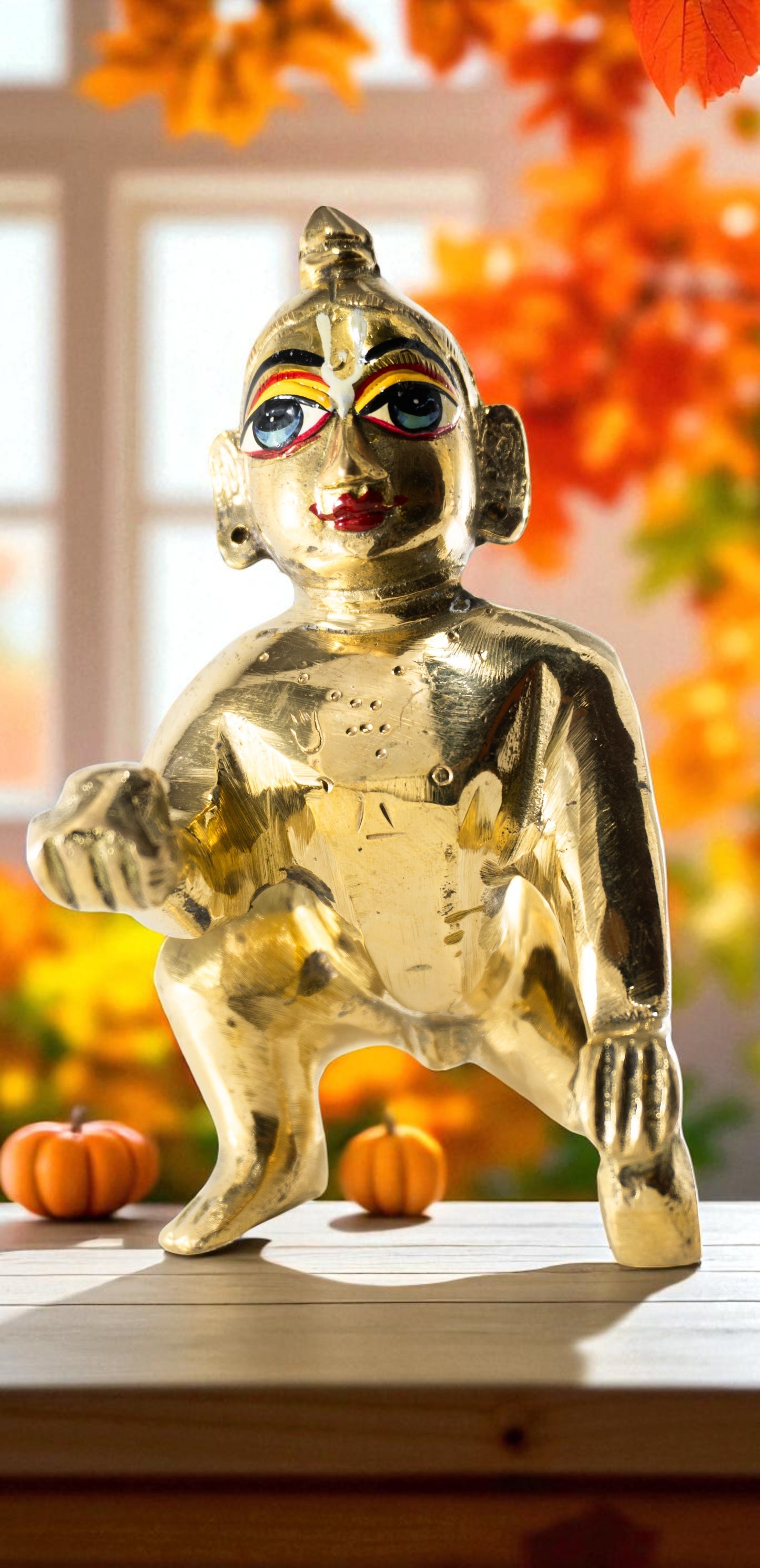 Pure Brass Laddu Gopal Idol / Baal Gopal Murti Decorative Showpiece