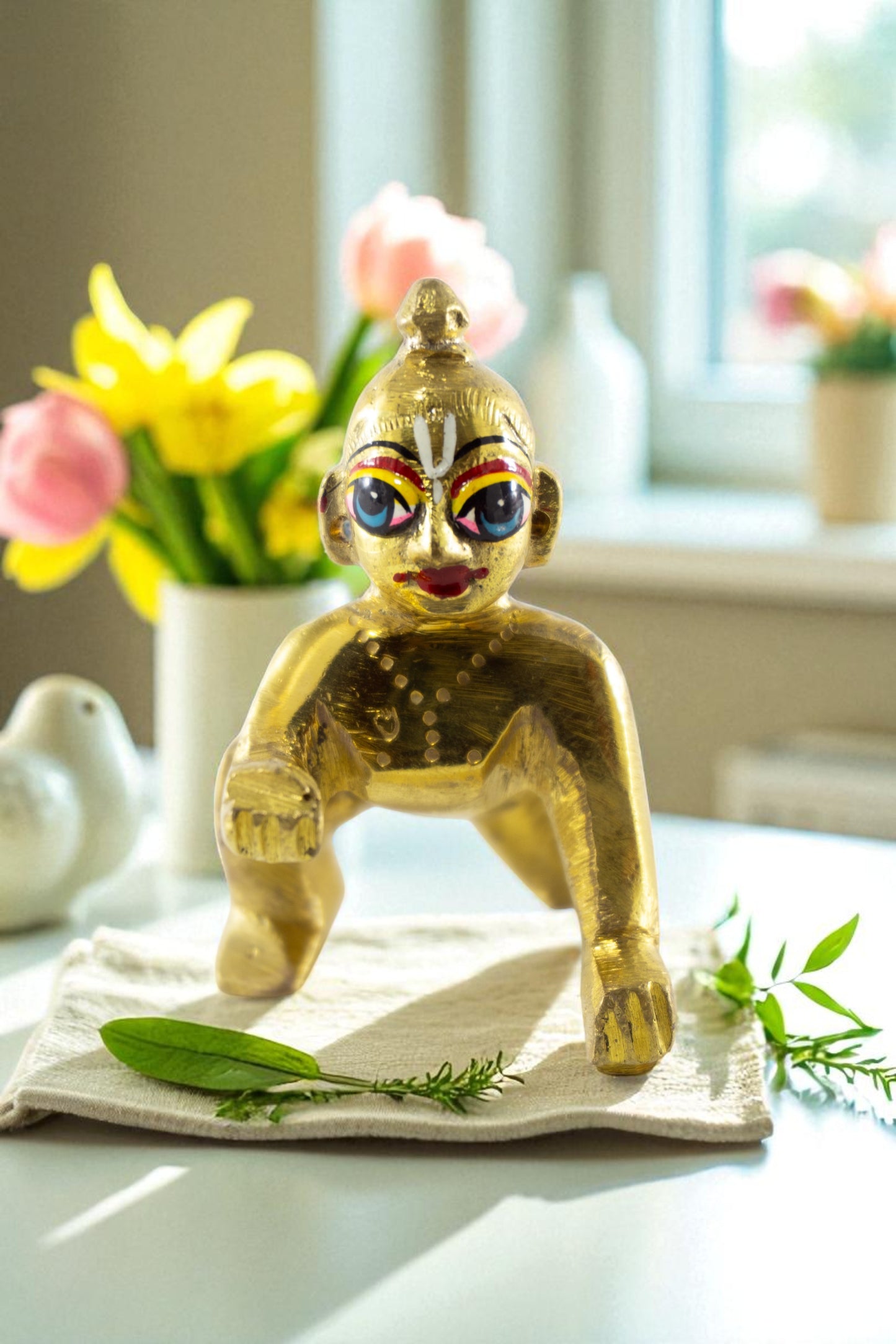 Pure Brass Laddu Gopal Idol / Baal Gopal Murti Decorative Showpiece