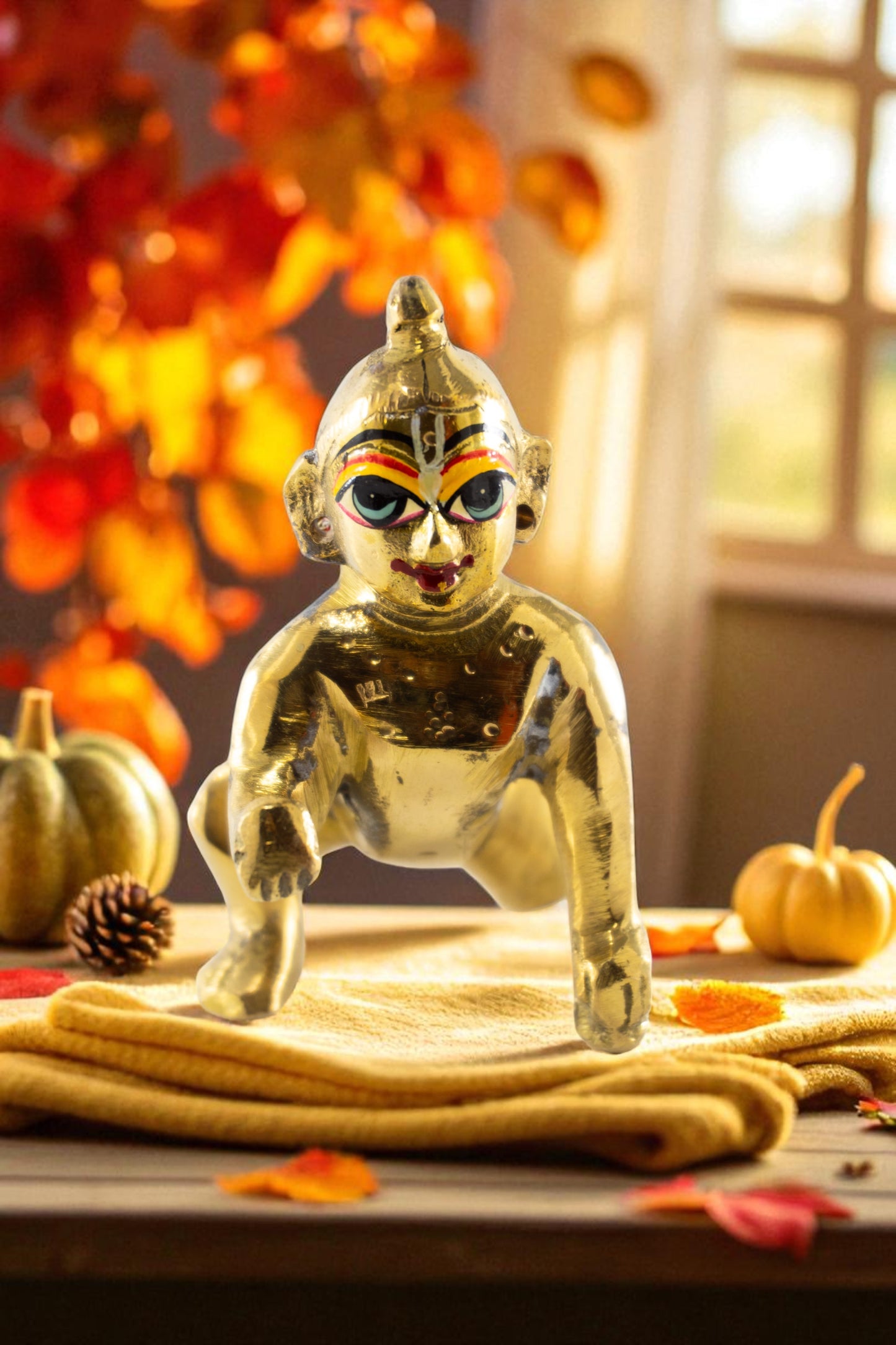 Pure Brass Laddu Gopal Idol / Baal Gopal Murti Decorative Showpiece